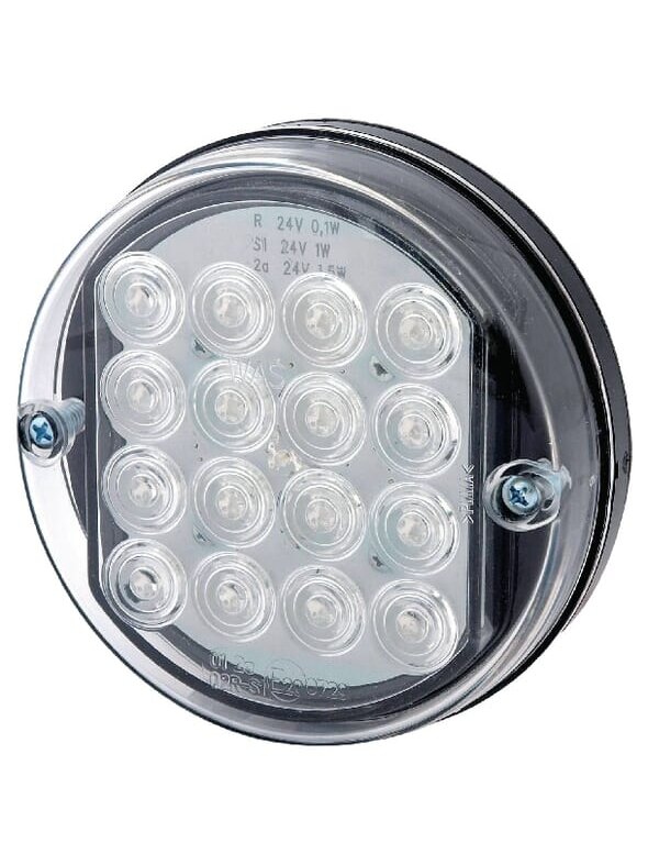 Galinis LED žibintas, apvalus, 12/24V, skaidrus, tvirtinamas varžtais, Ø 175 mm, Waś