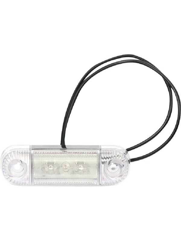Gabaritinė lemputė LED, stačiakampė, 12/24V, balta, tvirtinama varžtais, 84x25x24mm, 1