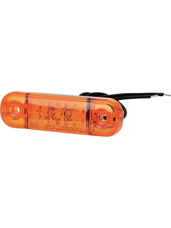 Gabaritinė lemputė LED, stačiakampė, 12/24V, gintarinė, tvirtinama varžtais, 84x24mm, 12 LED, 1 Gabaritinė lemputė LED, stačiakampė, 12/24V, gintarinė, tvirtinama varžtais, 84x24mm, 12 LED, 1