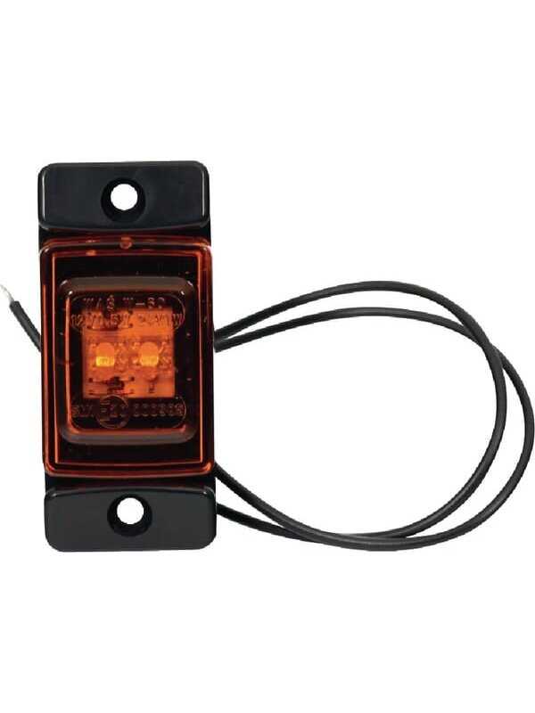 Gabaritinė lemputė LED, stačiakampė, 12/24V, oranžinė, tvirtinama varžtais, 72x32mm, 1 Gabaritinė lemputė LED, stačiakampė, 12/24V, oranžinė, tvirtinama varžtais, 72x32mm, 1
