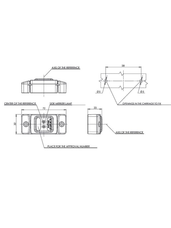 Gabaritinė lemputė LED, stačiakampė, 12/24V, oranžinė, tvirtinama varžtais, 72x32mm, 3 Gabaritinė lemputė LED, stačiakampė, 12/24V, oranžinė, tvirtinama varžtais, 72x32mm, 3
