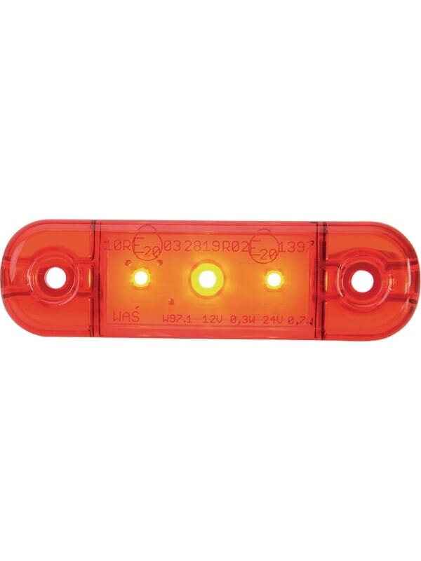 Gabaritinė lemputė LED, stačiakampė, 12/24V, raudona, tvirtinama varžtais, 84x24mm, 3 LED's, Gabaritinė lemputė LED, stačiakampė, 12/24V, raudona, tvirtinama varžtais, 84x24mm, 3 LED's,