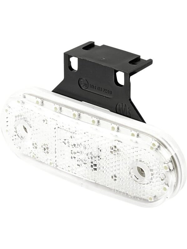Gabaritinė lemputė LED, stačiakampė, 12/24V, skaidri, tvirtinama varžtais, 114x25x40mm,