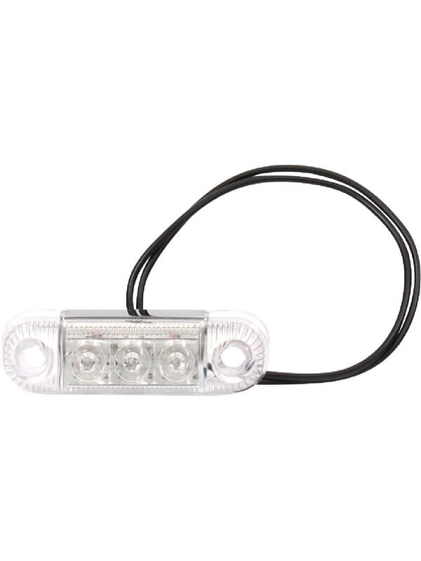 Gabaritinė lemputė LED, stačiakampė, 12/24V, skaidri, tvirtinama varžtais, 84x24x25mm, 3 LED's, 1 Gabaritinė lemputė LED, stačiakampė, 12/24V, skaidri, tvirtinama varžtais, 84x24x25mm, 3 LED's, 1
