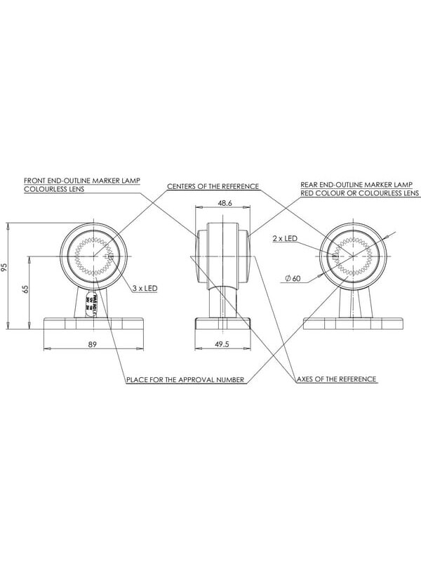 Gabaritinis LED žibintas, 12-24 V, 95x89x49,5 mm, Kramp 5 Gabaritinis LED žibintas, 12-24 V, 95x89x49,5 mm, Kramp 5