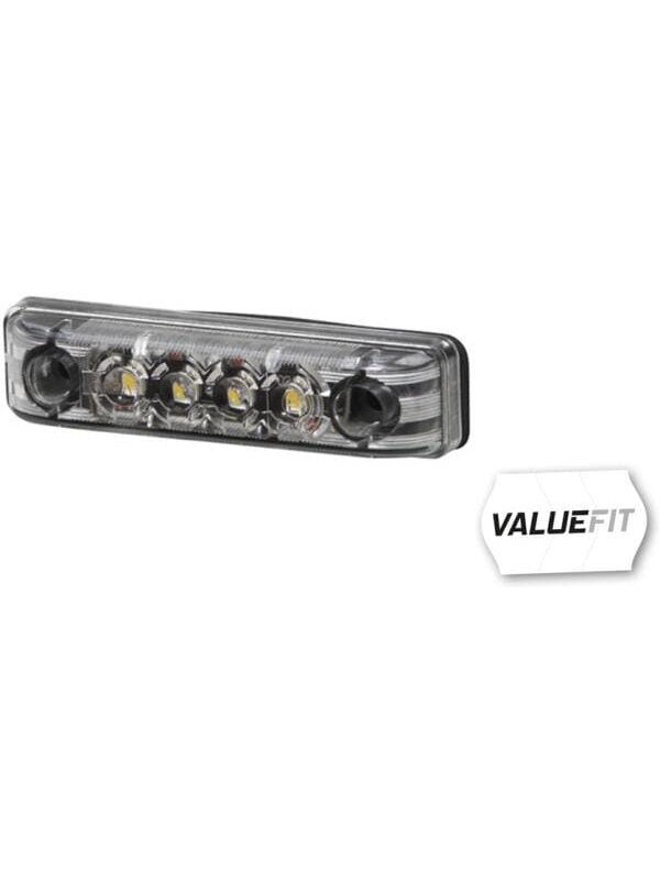Gabaritinis LED žibintas, stačiakampio formos, 12 V, balti, tvirtinami varžtais, 65x11x16 mm, 4 šviesos diodai, "Hella ValueFit