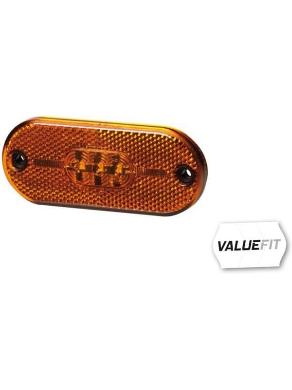 Gabaritinis LED žibintas, stačiakampio formos, 24 V, gintarinės spalvos, tvirtinami varžtais, 108x10,5x44 mm, 5 šviesos diodai, "Hella ValueFit