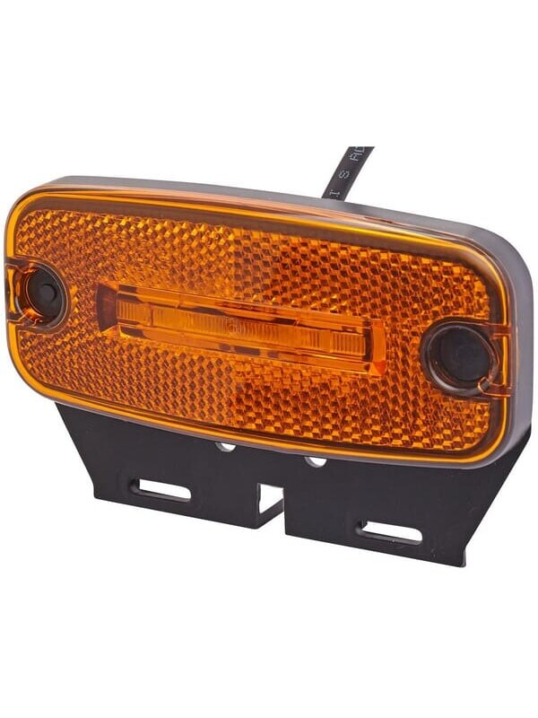Gabaritinis LED žibintas, stačiakampio formos, 24 V, gintarinės spalvos, tvirtinami varžtais, 2 LED, "Hella