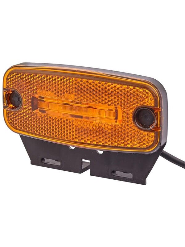 Gabaritinis žibintas LED, 0,70 W, stačiakampio formos, 12 V, gintarinė, tvirtinama varžtais, 2 LED, "Hella Gabaritinis žibintas LED, 0,70 W, stačiakampio formos, 12 V, gintarinė, tvirtinama varžtais, 2 LED, "Hella