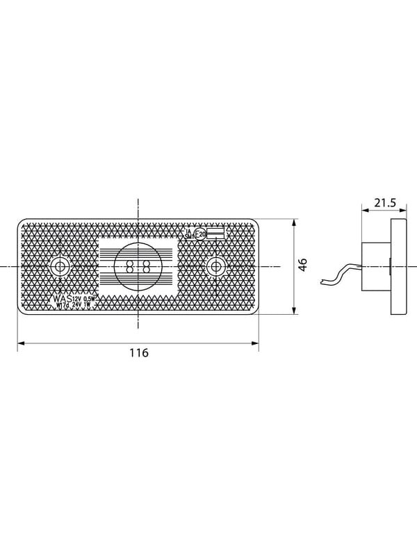 Gabaritinis žibintas LED, stačiakampė, 12-24V, 106x46x23mm, Kramp 5