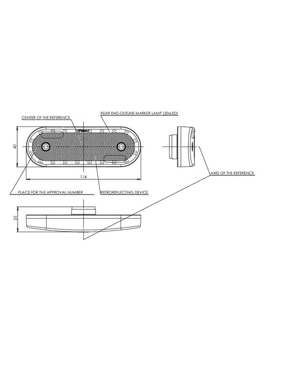 Gabaritinis žibintas LED, stačiakampė, 12-24V, 114x40x25mm, Kramp 8