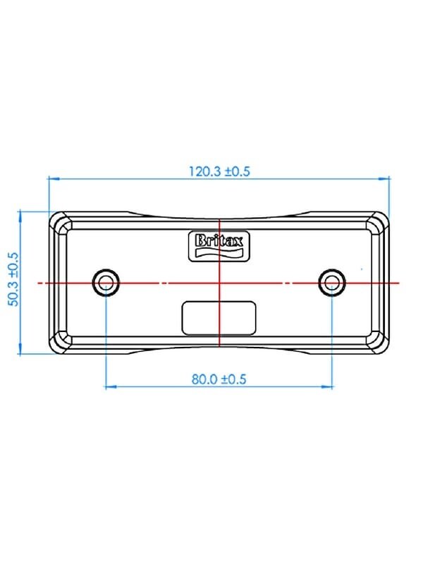 Gabaritinis žibintas LED, stačiakampė, 12/24 V, gintarinė, tvirtinama varžtais, "Britax 2