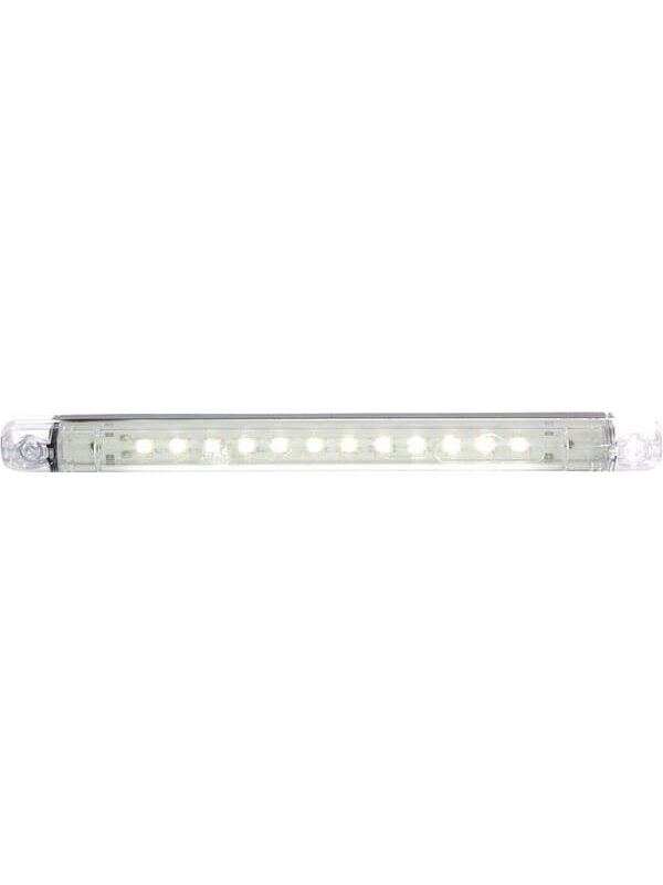 Gabaritinis žibintas LED, stačiakampė, 12/24 V, skaidri, tvirtinama varžtais, 237x20x22 mm, Waś Gabaritinis žibintas LED, stačiakampė, 12/24 V, skaidri, tvirtinama varžtais, 237x20x22 mm, Waś