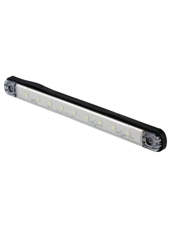 Gabaritinis žibintas LED, stačiakampė, 12/24V, balta, tvirtinama varžtais, 238x20mm, Waś