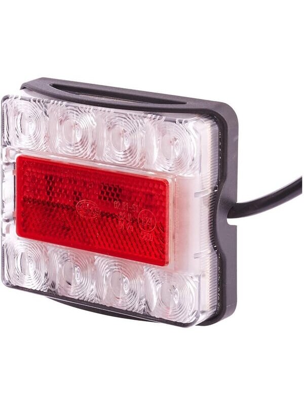 Galinis LED žibintas, 21W, stačiakampis, 12/24V, skaidrus/raudonas, tvirtinamas varžtais, 8 LED, "Hella Galinis LED žibintas, 21W, stačiakampis, 12/24V, skaidrus/raudonas, tvirtinamas varžtais, 8 LED, "Hella