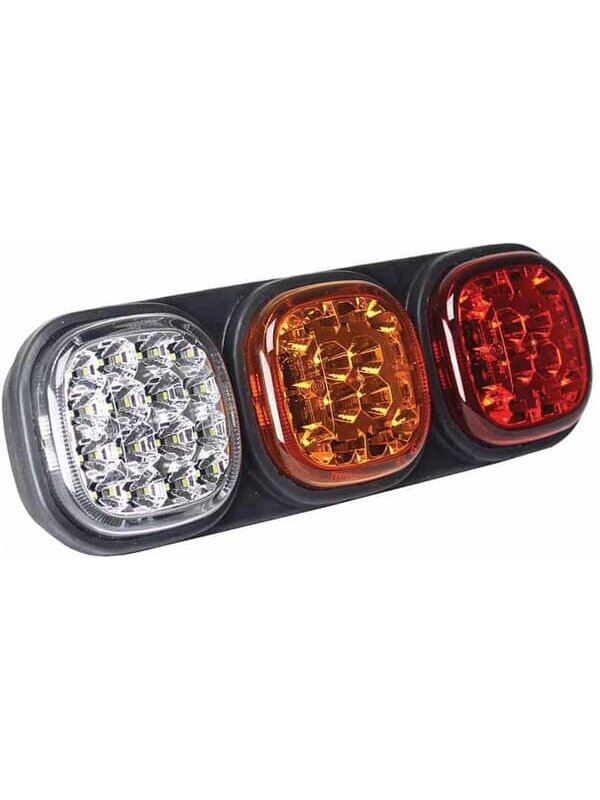 Galinis LED žibintas, stačiakampio formos, 12/24 V, baltas/gintarinis/raudonas, tvirtinamas varžtais, "Britax Galinis LED žibintas, stačiakampio formos, 12/24 V, baltas/gintarinis/raudonas, tvirtinamas varžtais, "Britax