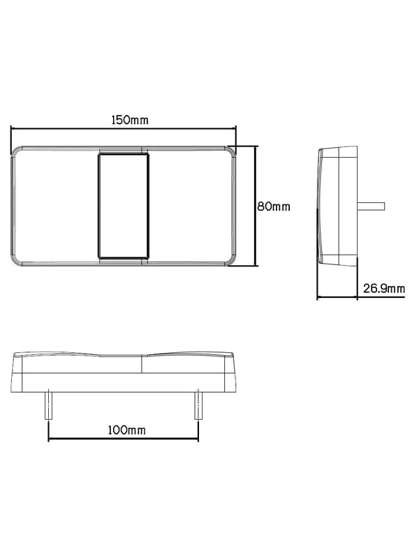Galinis LED žibintas, stačiakampio formos, 12/24 V, raudonas/oranžinis, tvirtinamas varžtais, 150x27x80 mm, 24 LED diodai 1 Galinis LED žibintas, stačiakampio formos, 12/24 V, raudonas/oranžinis, tvirtinamas varžtais, 150x27x80 mm, 24 LED diodai 1