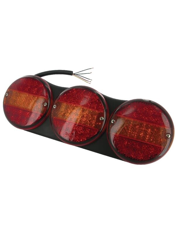 Galinis LED žibintas, stačiakampio formos, 24 V, gintarinis/raudonas, tvirtinamas varžtais, 424x75 mm, "Britax