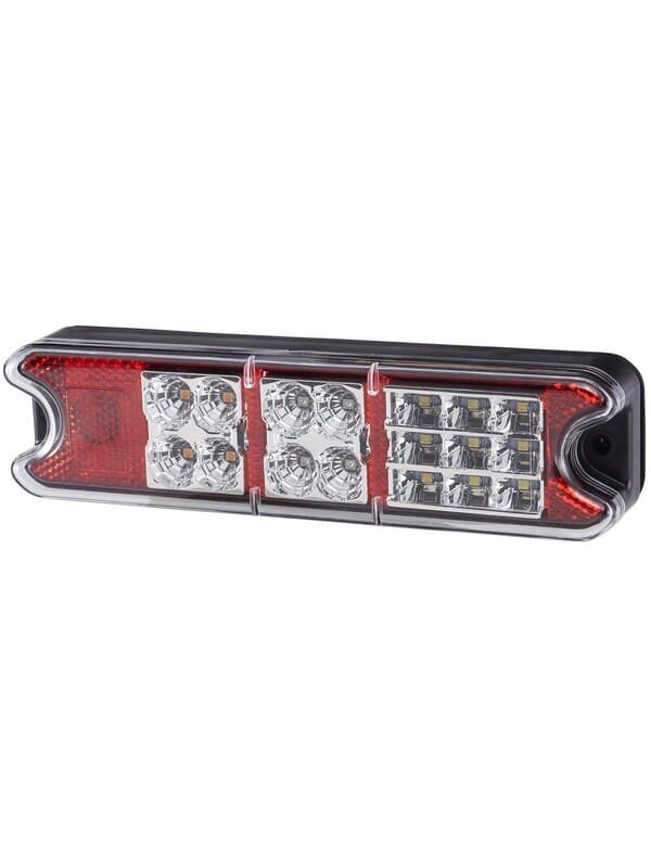Galinis LED žibintas, stačiakampis, 10/30 V, raudonas/geltonas, tvirtinamas varžtais, 191x28x50 mm, 21 LED, "Hella ValueFit