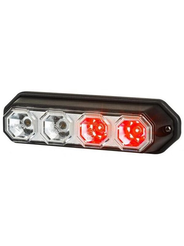 Galinis LED žibintas, stačiakampis, 12/24V, raudonas/oranžinis, 147x37x42mm, 4 LED, Kramp 2 Galinis LED žibintas, stačiakampis, 12/24V, raudonas/oranžinis, 147x37x42mm, 4 LED, Kramp 2