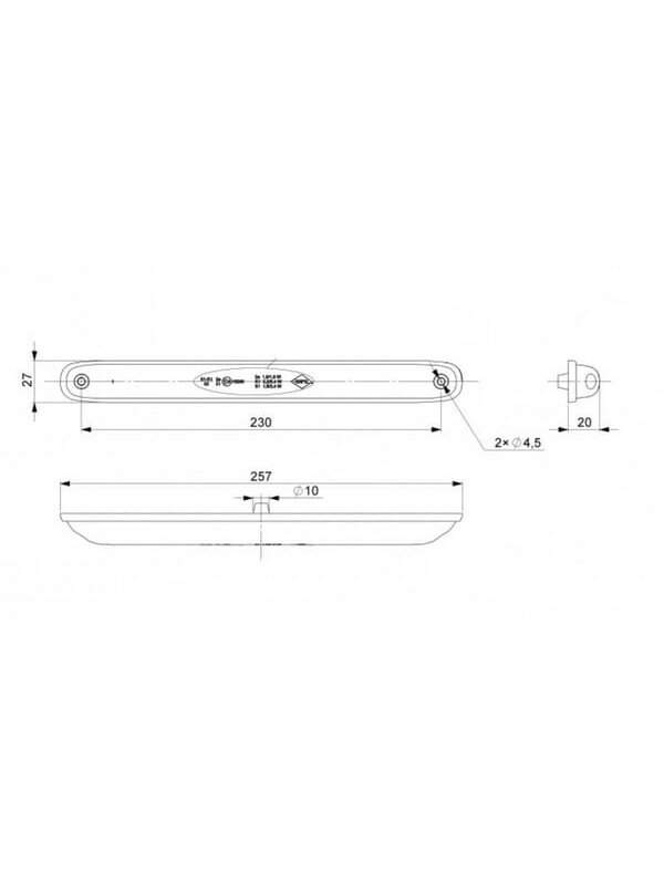 Galinis LED žibintas, stačiakampis, 12/24V, raudonas/oranžinis, 257x27x20mm, 12 LED, Kramp 4 Galinis LED žibintas, stačiakampis, 12/24V, raudonas/oranžinis, 257x27x20mm, 12 LED, Kramp 4