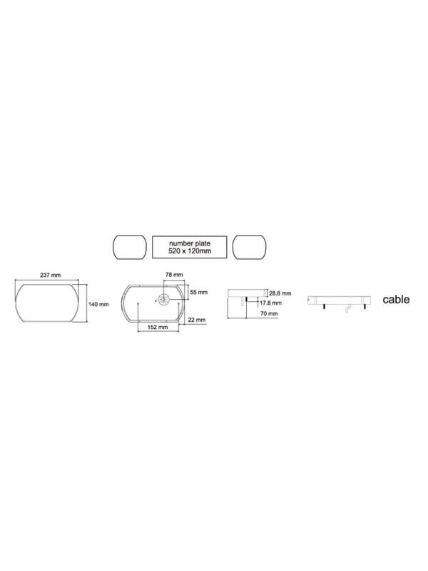 Galinis žibintas LH LED, 9/10,3 W, stačiakampis, 12/24 V, baltas/raudonas/geltonas/mėlynas, tvirtinamas varžtais, 237x29x140 mm, 47 šviesos diodai 3 Galinis žibintas LH LED, 9/10,3 W, stačiakampis, 12/24 V, baltas/raudonas/geltonas/mėlynas, tvirtinamas varžtais, 237x29x140 mm, 47 šviesos diodai 3