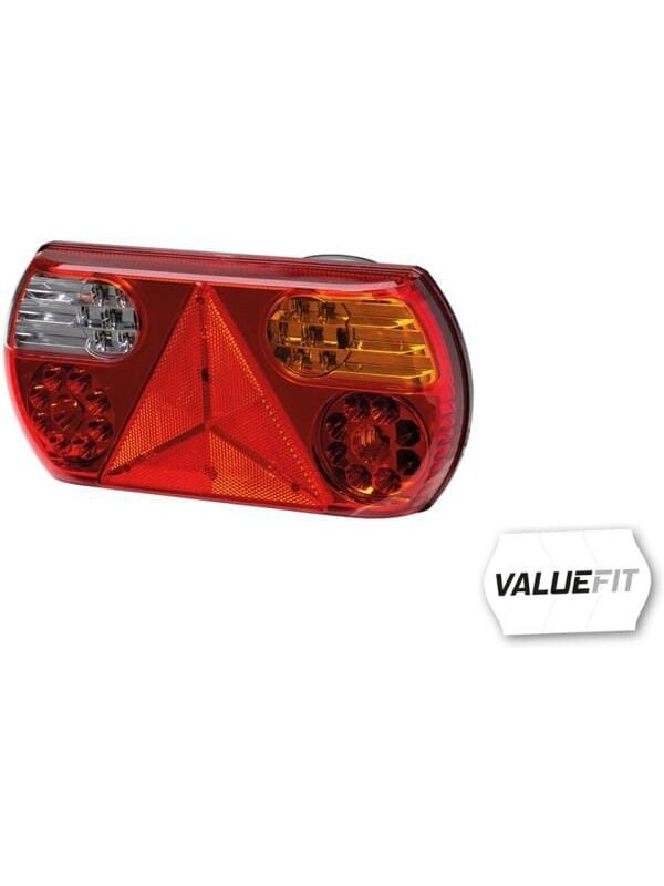 Galinis žibintas LH LED, stačiakampio formos, 12V, raudonos/gintarinės/skaidrios spalvos, tvirtinamas varžtais, 296x45x142mm, Hella ValueFit