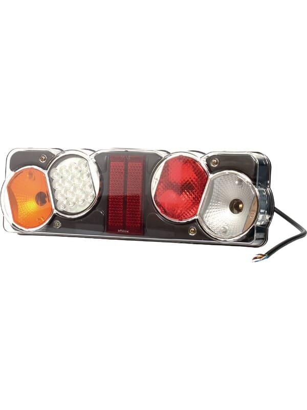 Galinis žibintas LH LED, stačiakampio formos, 24 V, gintarinis/raudonas/baltas, tvirtinamas varžtais, 482x148 mm, Waś