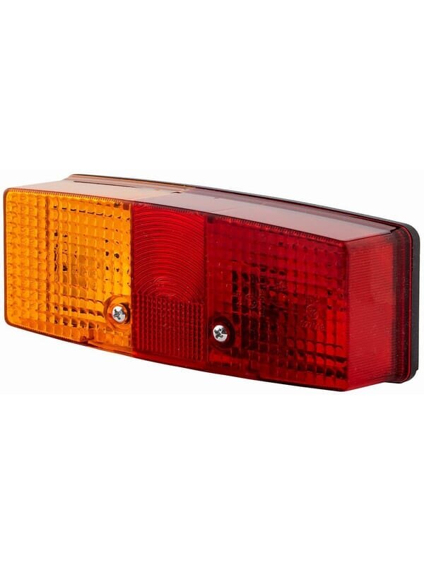 Galinis žibintas LH stačiakampio formos, 12/24V, raudonas/oranžinis/baltas, prisukamas varžtais, 158x51x64mm, Hella