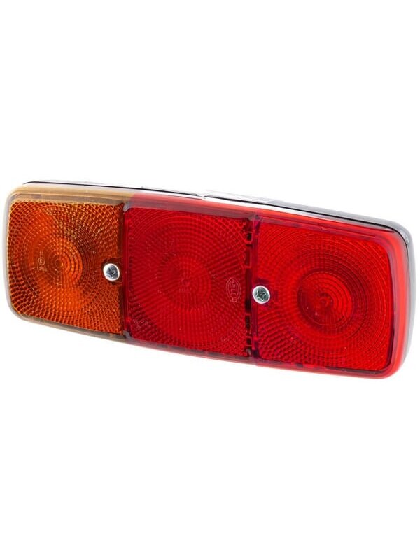 Galinis žibintas LH stačiakampio formos, 12/24V, raudonas/oranžinis/baltas, prisukamas varžtais, 282x76x105mm, Hella