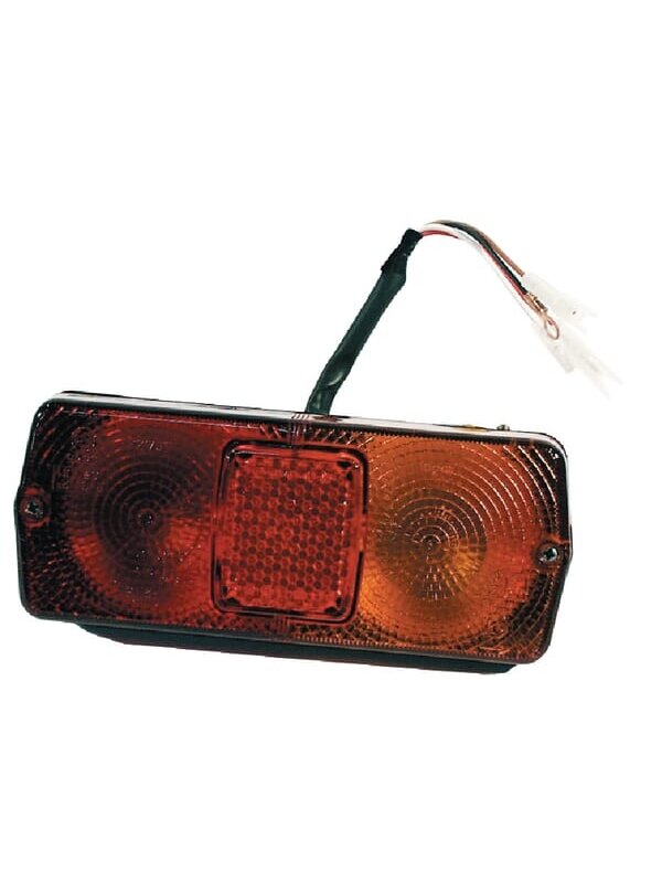 Galinis žibintas LH stačiakampio formos, 12V, raudonos/gintarinės spalvos, tvirtinamas varžtais, 184x76mm, 4 kontaktų, Cobo Galinis žibintas LH stačiakampio formos, 12V, raudonos/gintarinės spalvos, tvirtinamas varžtais, 184x76mm, 4 kontaktų, Cobo