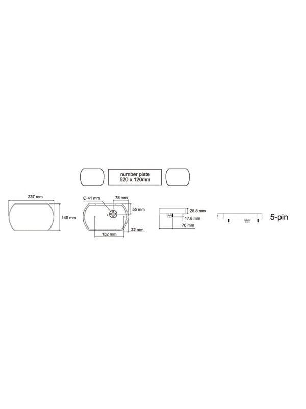Galinis žibintas RH LED, 9/10,3 W, stačiakampis, 12/24 V, baltas/juodas/geltonas/raudonas/rudas, tvirtinamas varžtais, 237x29x140 mm, 47 LED 2 Galinis žibintas RH LED, 9/10,3 W, stačiakampis, 12/24 V, baltas/juodas/geltonas/raudonas/rudas, tvirtinamas varžtais, 237x29x140 mm, 47 LED 2