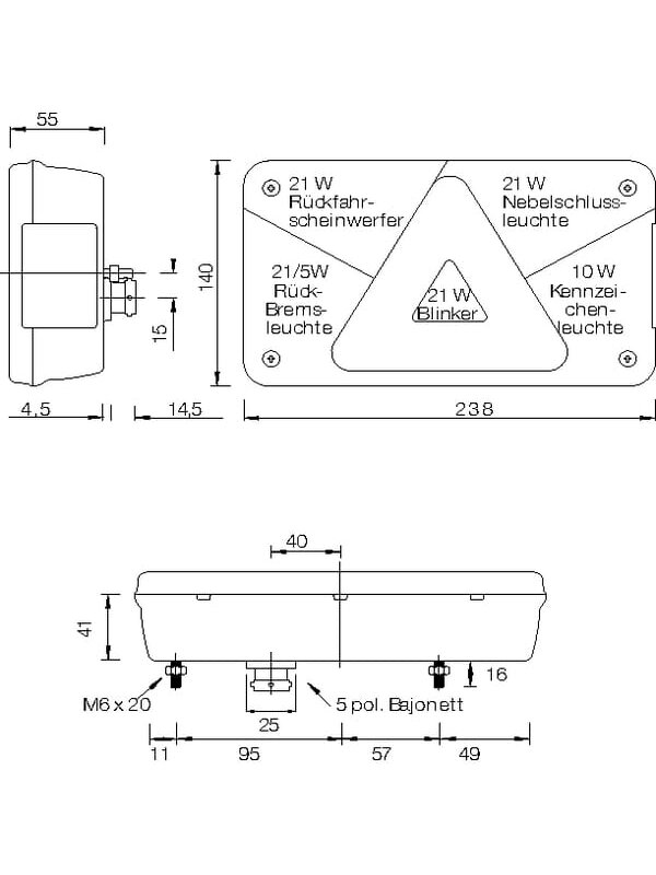 Galinis žibintas RH stačiakampio formos, 12 V, raudonas/permatomas, prisukamas varžtais, 5 kontaktų, Multipoint V iš Aspöck 2 Galinis žibintas RH stačiakampio formos, 12 V, raudonas/permatomas, prisukamas varžtais, 5 kontaktų, Multipoint V iš Aspöck 2