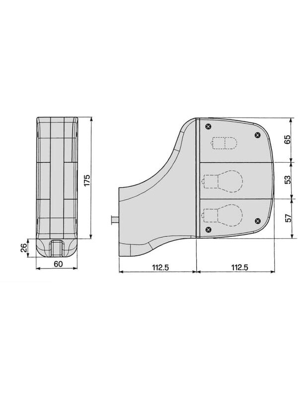 Galinis žibintas RH stačiakampio formos, raudonos/gintarinės spalvos, tvirtinamas varžtais, 112x175 mm AMP kištukas, Cobo 1 Galinis žibintas RH stačiakampio formos, raudonos/gintarinės spalvos, tvirtinamas varžtais, 112x175 mm AMP kištukas, Cobo 1