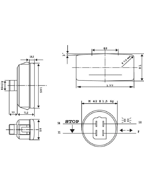 Galinis žibintas RH stačiakampio formos, raudonos/gintarinės spalvos, tvirtinamas varžtais, 185x85mm AMP kištukas, Cobo 1 Galinis žibintas RH stačiakampio formos, raudonos/gintarinės spalvos, tvirtinamas varžtais, 185x85mm AMP kištukas, Cobo 1