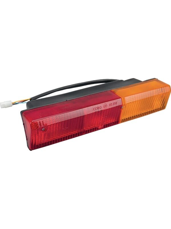 Galinis žibintas RH stačiakampio formos, raudonos/gintarinės spalvos, tvirtinamas varžtais, 305x62 mm AMP kištukas, Cobo Galinis žibintas RH stačiakampio formos, raudonos/gintarinės spalvos, tvirtinamas varžtais, 305x62 mm AMP kištukas, Cobo