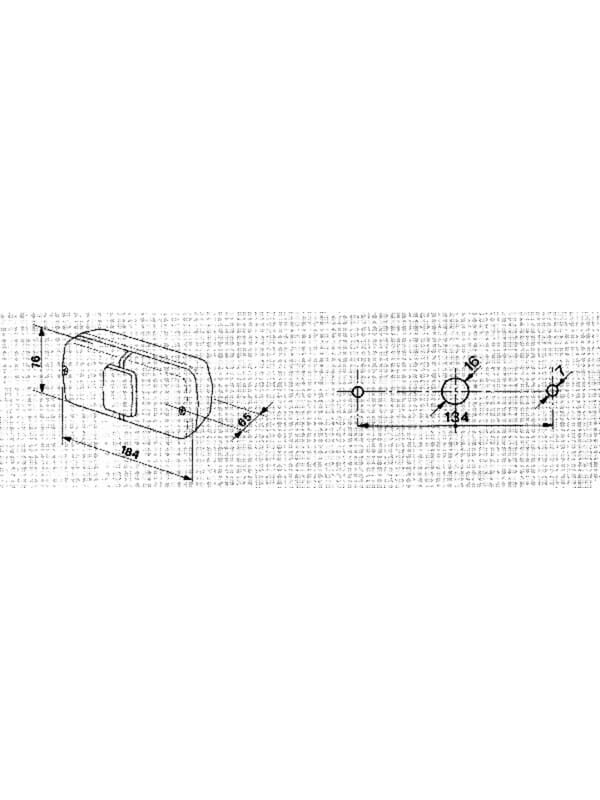 Galinis žibintas stačiakampio formos, 12V, raudonos/gintarinės spalvos, tvirtinamas varžtais, 184x76mm AMP kištukas, Cobo 2