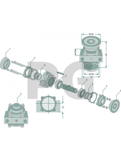Guolis Pilnas for mounting on square shafts 40 x 40 mm Guolis Pilnas for mounting on square shafts 40 x 40 mm