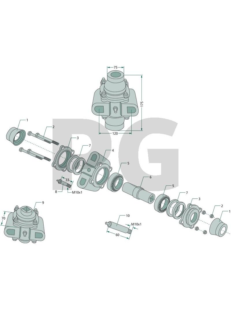 Guolis Pilnas for mounting for square shafts 26 x 26 mm Guolis Pilnas for mounting for square shafts 26 x 26 mm
