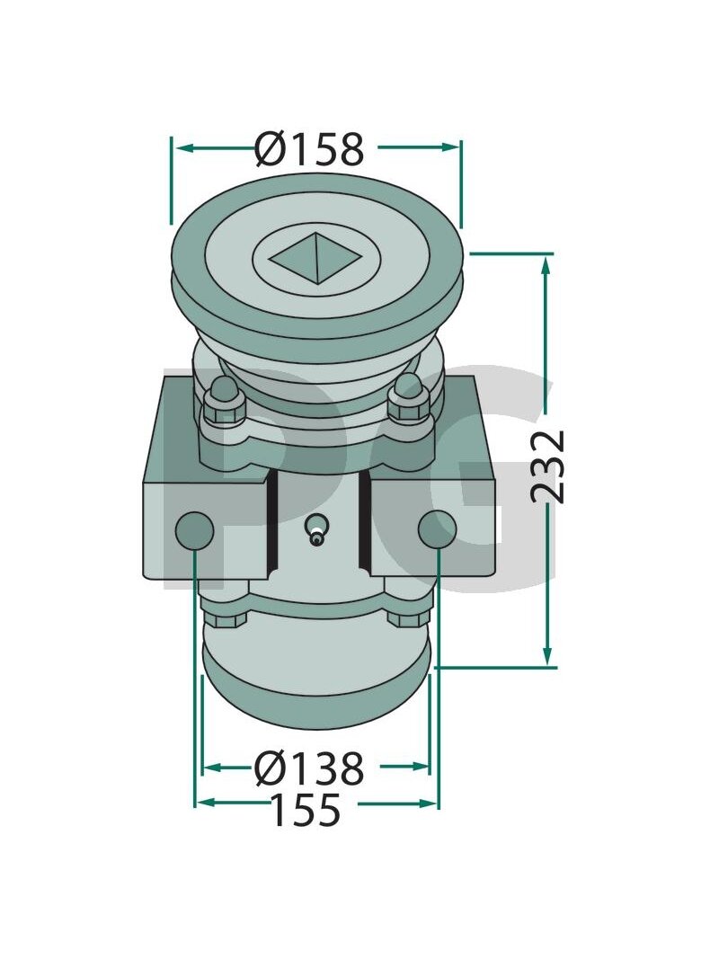 Guolis Pilnas for mounting on square shafts 40 x 40 mm