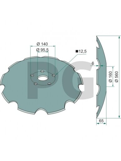 Įgaubtas diskas Dantytas, Ø 520 x 6 mm Įgaubtas diskas Dantytas, Ø 520 x 6 mm