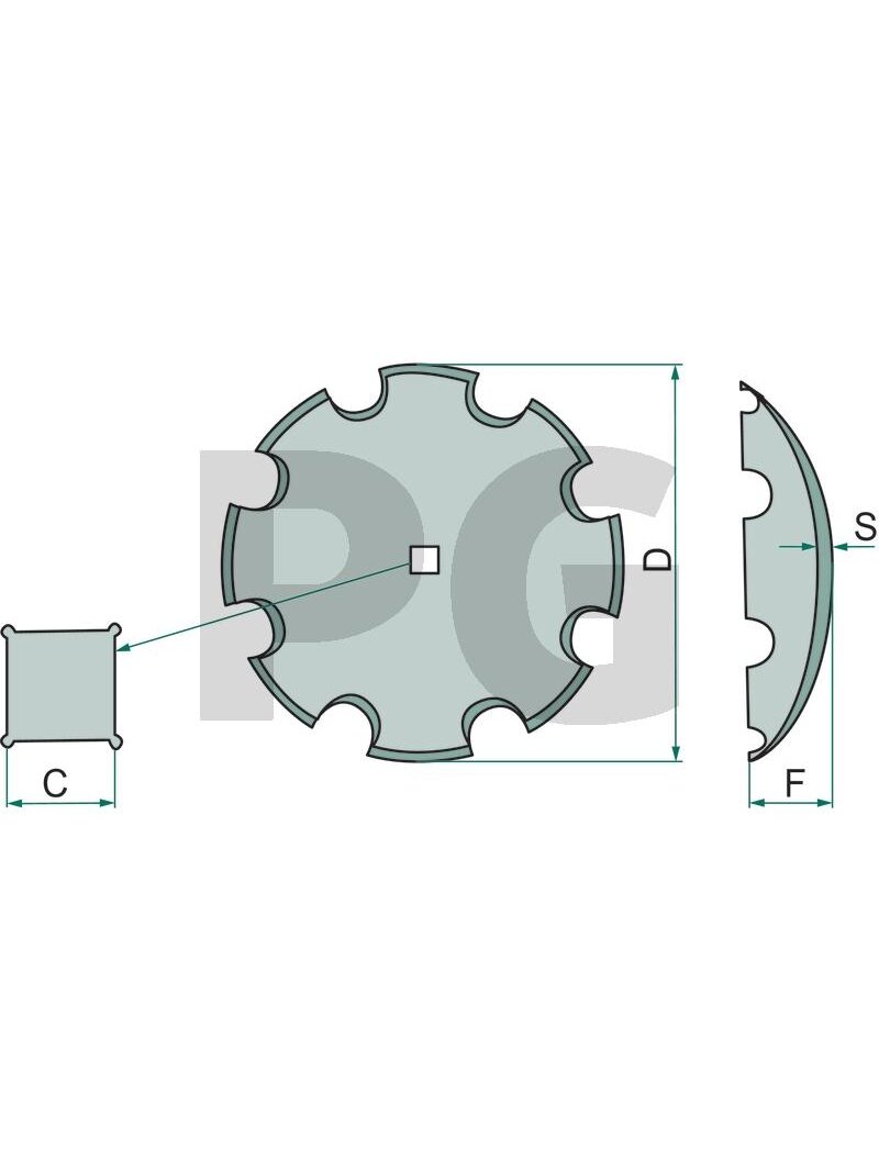 Įgaubtas diskas Dantytas, Ø 610 x 6 mm Įgaubtas diskas Dantytas, Ø 610 x 6 mm