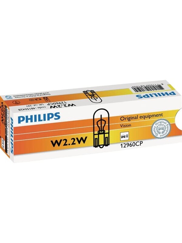 Įprastinė lemputė W2.2W 12V 2.2W W2.1x9.5d Philips Įprastinė lemputė W2.2W 12V 2.2W W2.1x9.5d Philips