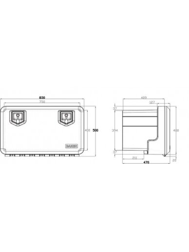 Įrankių dėžė 500x830x470mm, 120l talpa, juodas polipropilenas, Welvet 81006, Daken 1