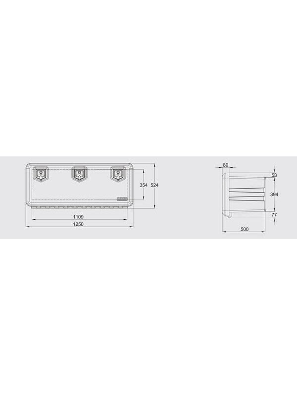 Įrankių dėžė 522x1250x500mm, 190l talpa, juodas plastikas, Welvet 81009, Daken 2 Įrankių dėžė 522x1250x500mm, 190l talpa, juodas plastikas, Welvet 81009, Daken 2