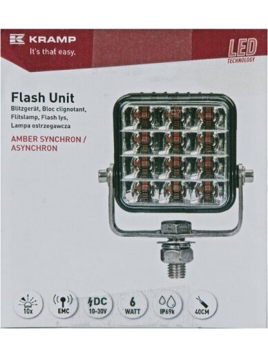 Įspėjamasis LED žibintas, 10-30 V, gintarinės spalvos, 12 LED, Kramp 4 Įspėjamasis LED žibintas, 10-30 V, gintarinės spalvos, 12 LED, Kramp 4