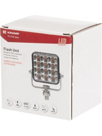 Įspėjamasis LED žibintas, 10-30 V, gintarinės spalvos, 12 LED, Kramp 6 Įspėjamasis LED žibintas, 10-30 V, gintarinės spalvos, 12 LED, Kramp 6