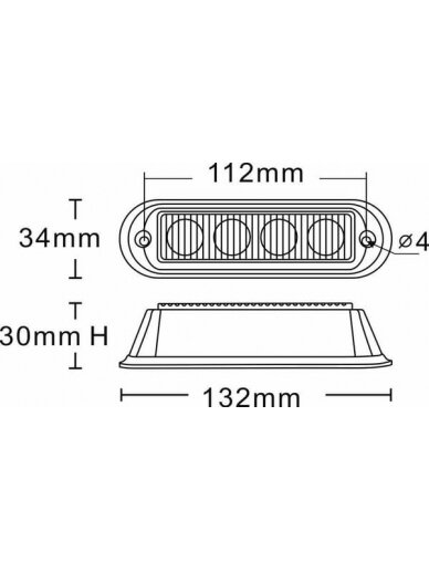 Įspėjamasis LED žibintas, 12 W, 12-24 V, gintarinis, tvirtinamas varžtais, 132x34x30 mm, 4 šviesos diodai, Kramp 5 Įspėjamasis LED žibintas, 12 W, 12-24 V, gintarinis, tvirtinamas varžtais, 132x34x30 mm, 4 šviesos diodai, Kramp 5