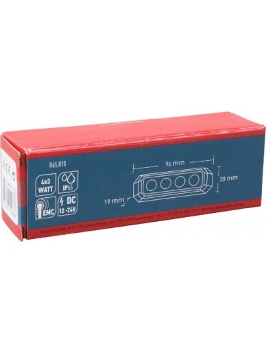 Įspėjamasis LED žibintas, 12 W, 12-24 V, gintarinis, tvirtinamas varžtais, 96x28x19 mm, 4 šviesos diodai, Kramp 4 Įspėjamasis LED žibintas, 12 W, 12-24 V, gintarinis, tvirtinamas varžtais, 96x28x19 mm, 4 šviesos diodai, Kramp 4