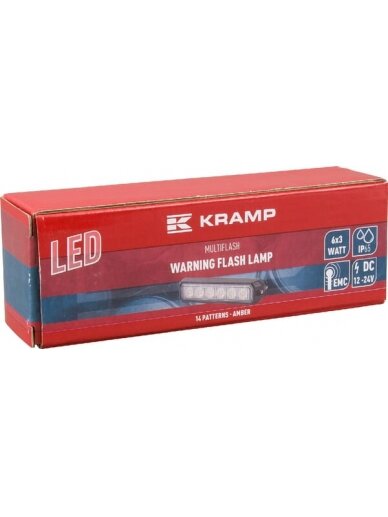 Įspėjamasis LED žibintas, 18 W, 12-24 V, gintarinis, tvirtinamas varžtais, 128x28x19 mm, 6 šviesos diodai, Kramp 3 Įspėjamasis LED žibintas, 18 W, 12-24 V, gintarinis, tvirtinamas varžtais, 128x28x19 mm, 6 šviesos diodai, Kramp 3